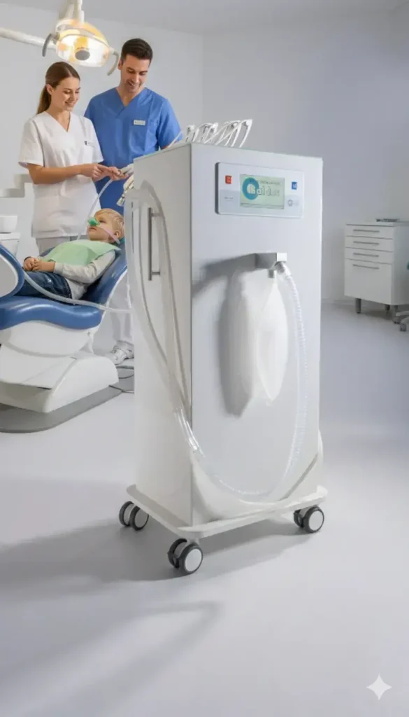 sedazione cosciente su bambino in studio dentistico con macchinario di Baldus digitale