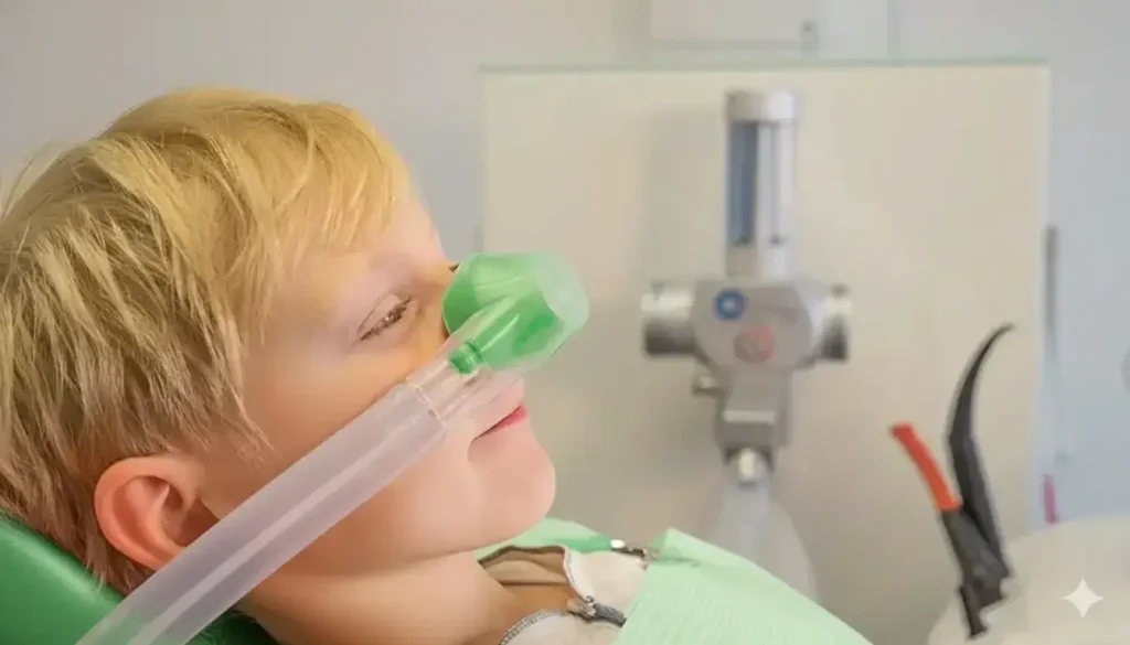 sedazione.cosciente.dentale.bambini Bambino durante la sedazione cosciente in studio dentistico